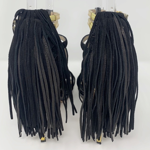 Herve Leger Fringe Suede High Heel Sandals - Picture 5 of 9